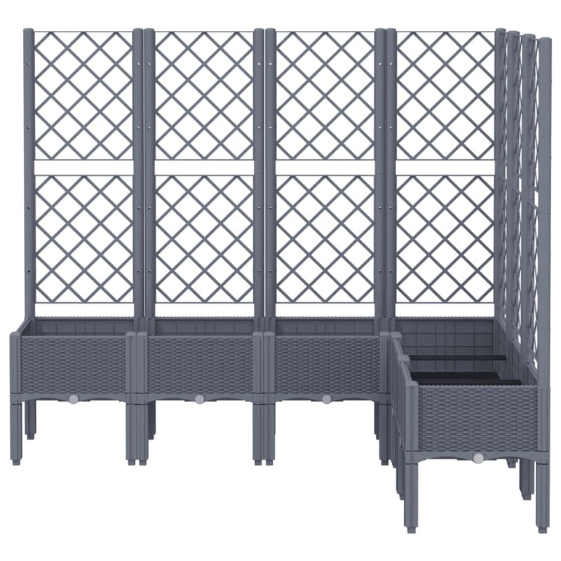 vidaXL szürke PP rácsos kerti ültetőláda 160 x 120 x 142 cm