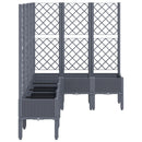 vidaXL szürke PP rácsos kerti ültetőláda 160 x 120 x 142 cm
