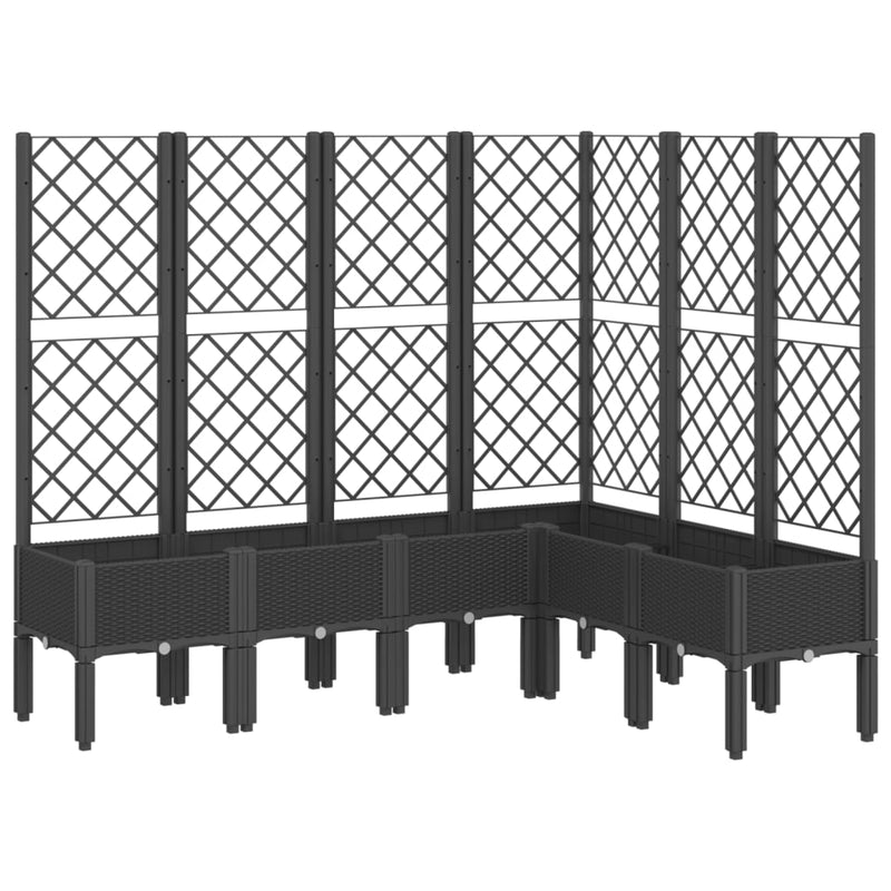 vidaXL fekete polipropilén rácsos kerti ültetőláda 160 x 120 x 142 cm