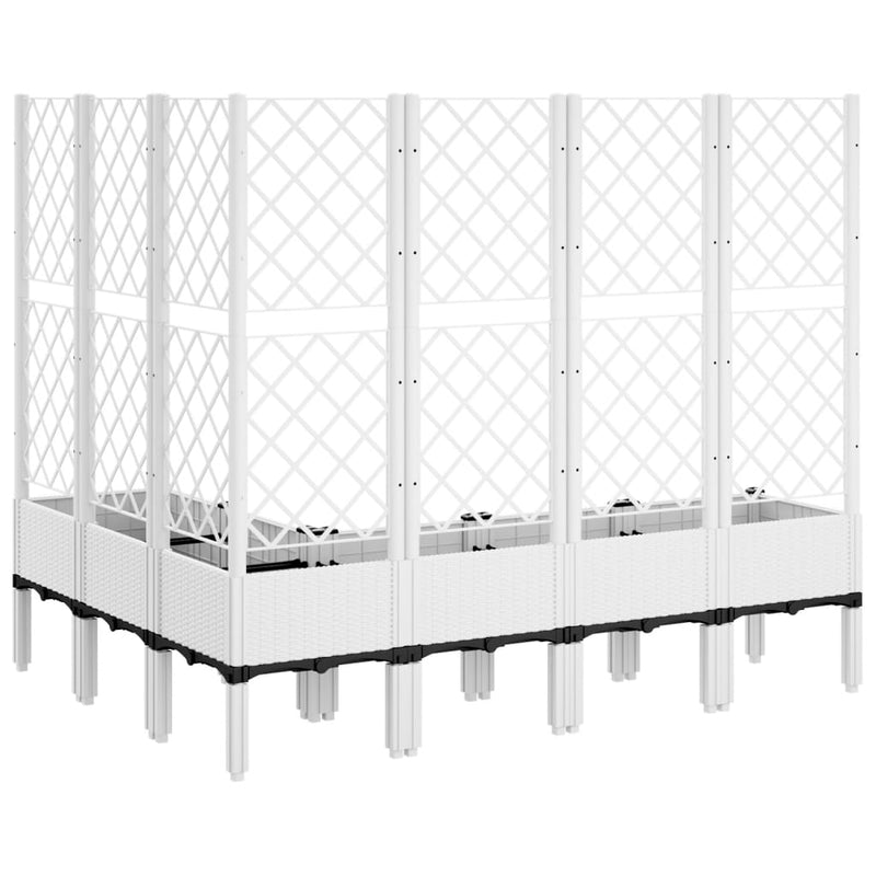 vidaXL fehér polipropilén rácsos kerti ültetőláda 160 x 120 x 142 cm