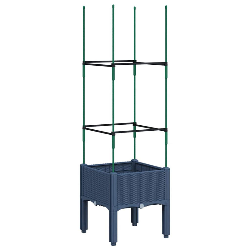 vidaXL kékszürke polipropilén rácsos kerti ültetőláda 40 x 40 x 142,5 cm