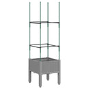 vidaXL világosszürke PP rácsos kerti ültetőláda 40 x 40 x 142,5 cm