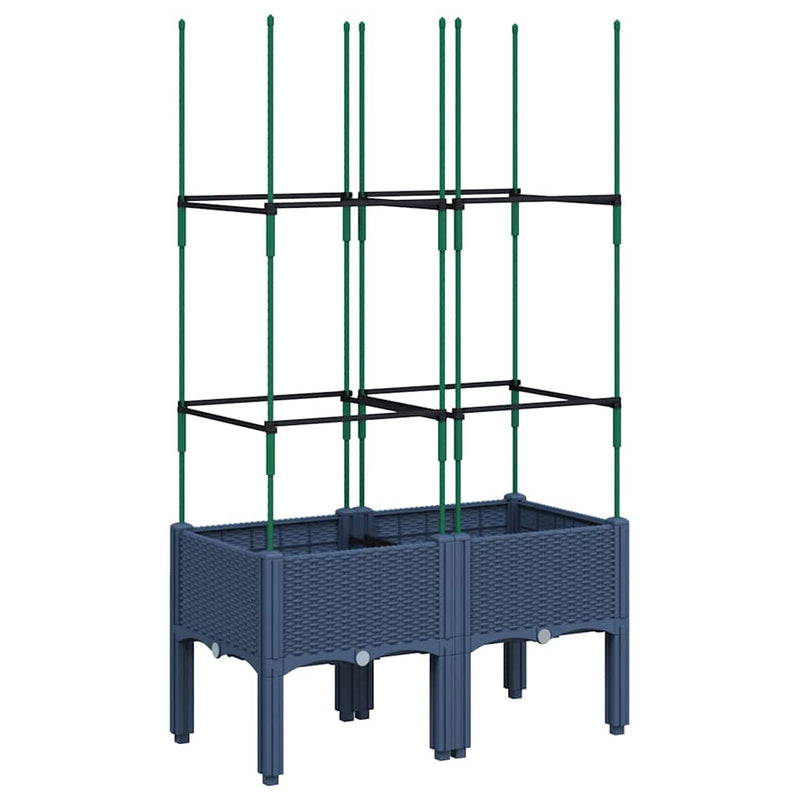 vidaXL kékszürke polipropilén rácsos kerti ültetőláda 80 x 40 x 142,5 cm