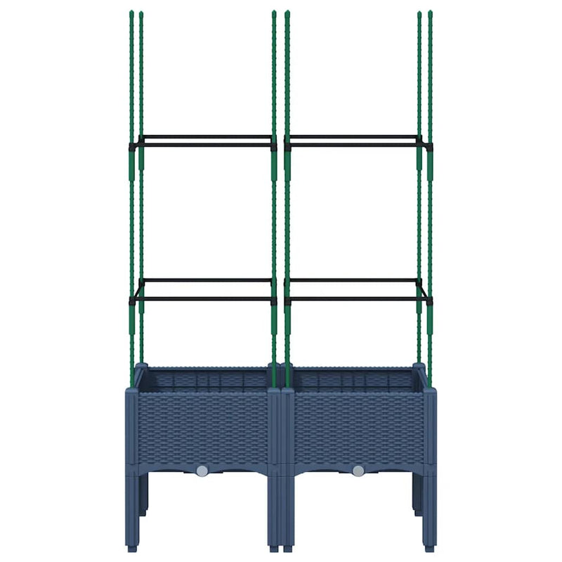 vidaXL kékszürke polipropilén rácsos kerti ültetőláda 80 x 40 x 142,5 cm