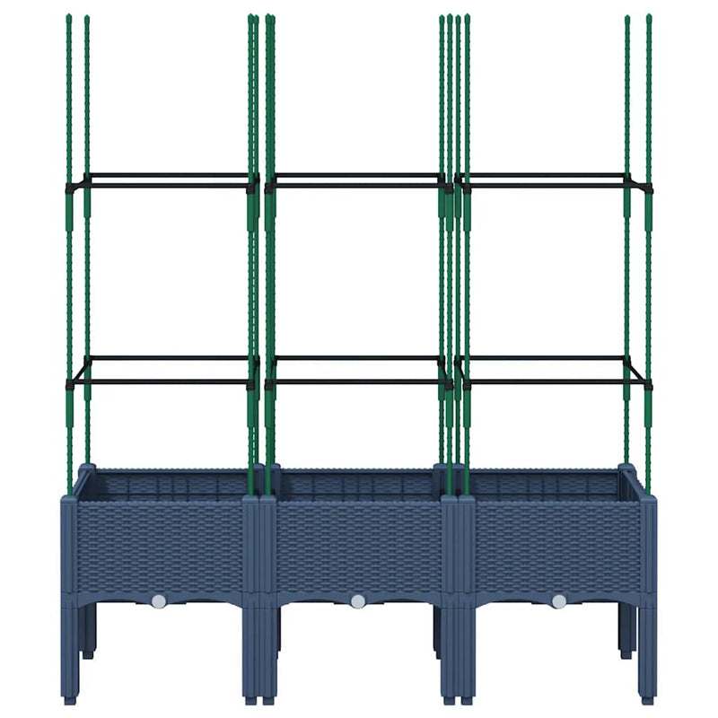 vidaXL kékszürke polipropilén rácsos kerti ültetőláda 120 x 40 x 142,5 cm