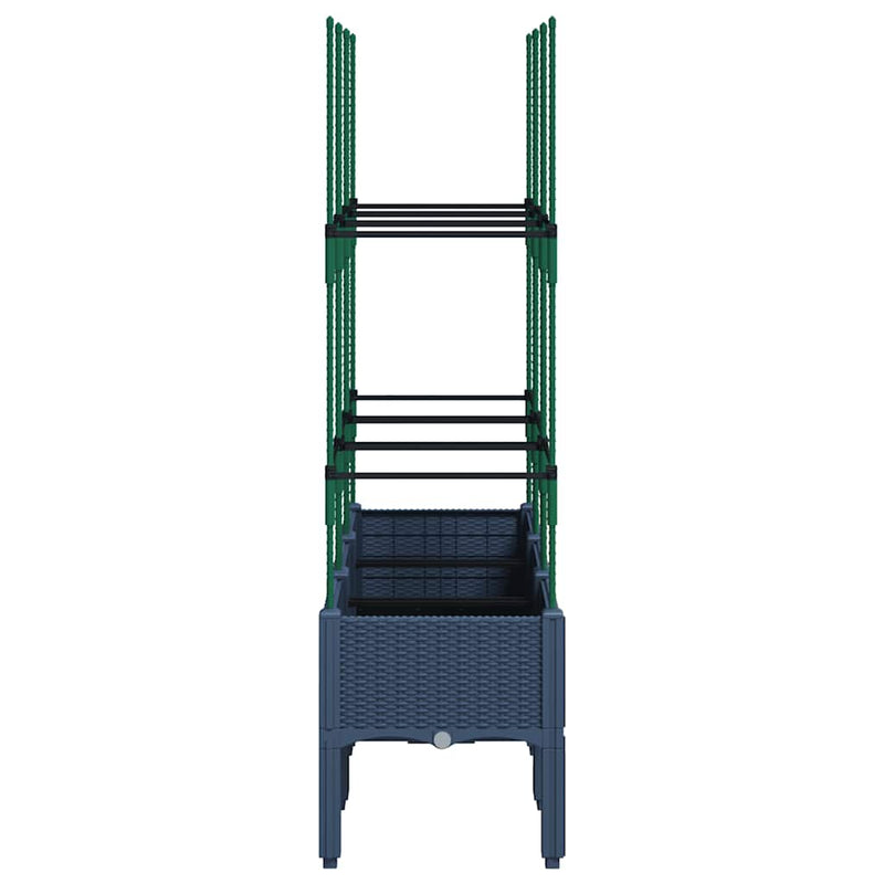 vidaXL kékszürke polipropilén rácsos kerti ültetőláda 120 x 40 x 142,5 cm