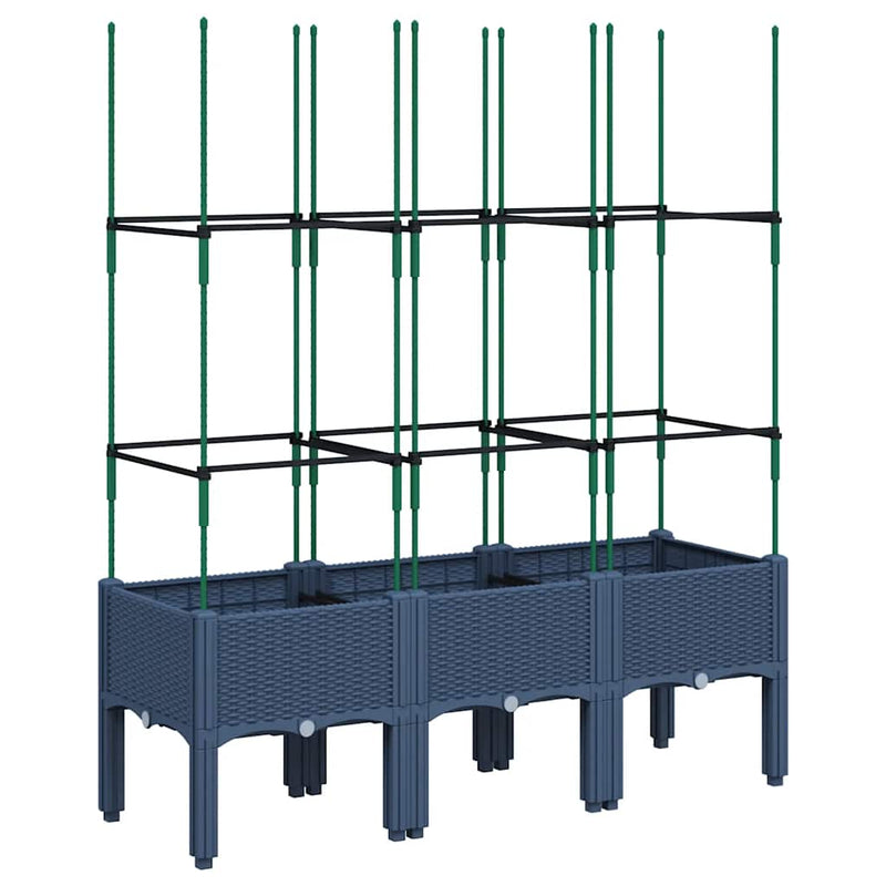 vidaXL kékszürke polipropilén rácsos kerti ültetőláda 120 x 40 x 142,5 cm