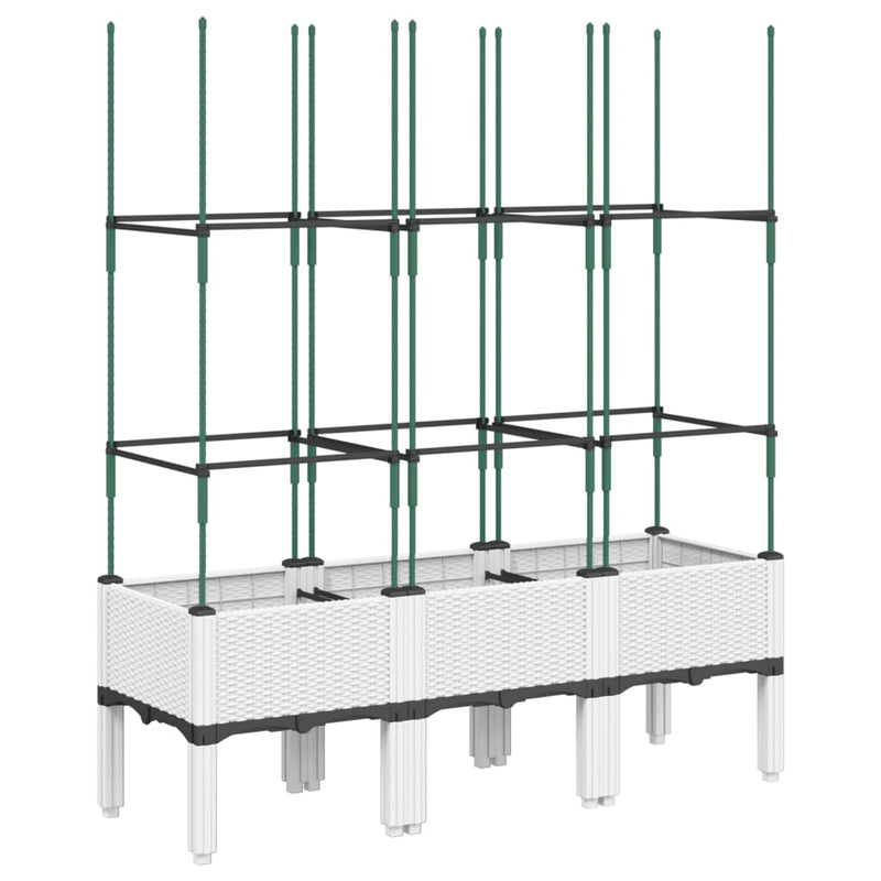 vidaXL fehér polipropilén rácsos kerti ültetőláda 120 x 40 x 142,5 cm