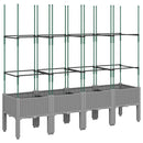 vidaXL világosszürke PP rácsos kerti ültetőláda 160 x 40 x 142,5 cm