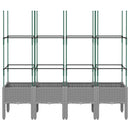 vidaXL világosszürke PP rácsos kerti ültetőláda 160 x 40 x 142,5 cm