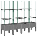 vidaXL világosszürke PP rácsos kerti ültetőláda 160 x 40 x 142,5 cm