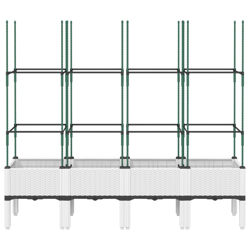 vidaXL fehér polipropilén rácsos kerti ültetőláda 160 x 40 x 142,5 cm