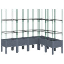 vidaXL szürke PP rácsos kerti ültetőláda 160 x 120 x 142,5 cm