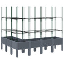 vidaXL szürke PP rácsos kerti ültetőláda 160 x 120 x 142,5 cm