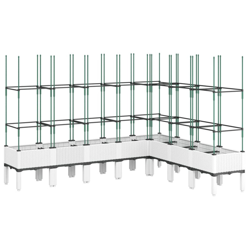 vidaXL fehér polipropilén rácsos kerti ültetőláda 200 x 160 x 142,5 cm