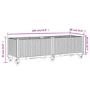 vidaXL kékszürke polipropilén rácsos kerekes ültetőláda 160 x 50 x 54 cm