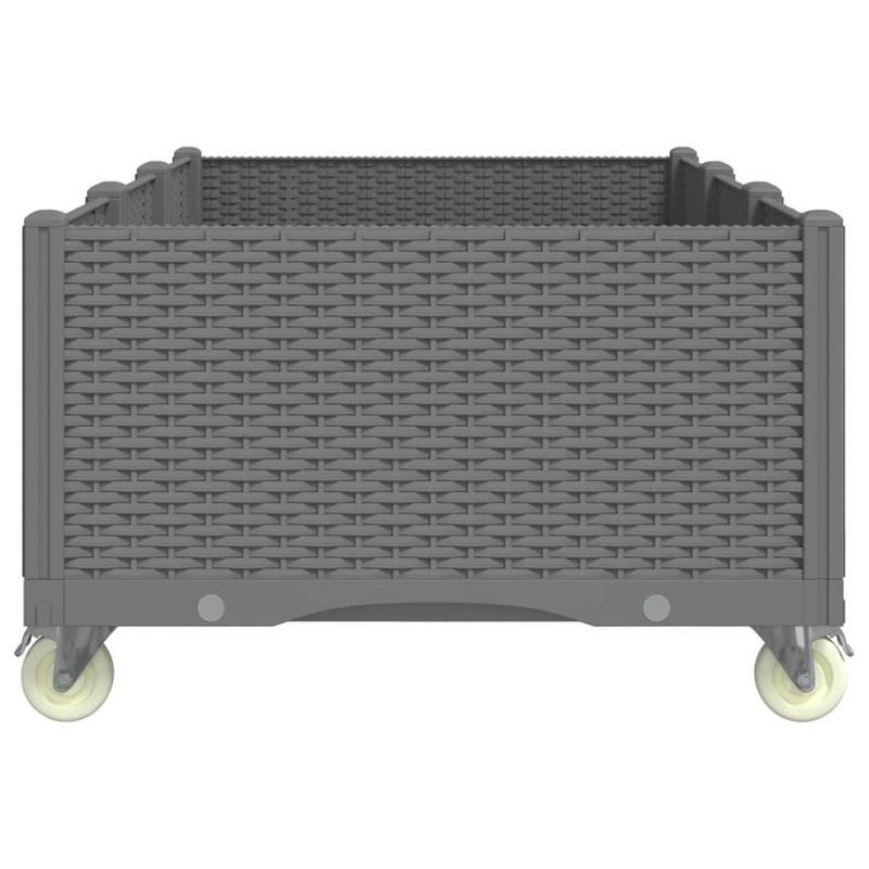 vidaXL világosszürke PP rácsos kerekes ültetőláda 150 x 80 x 54 cm