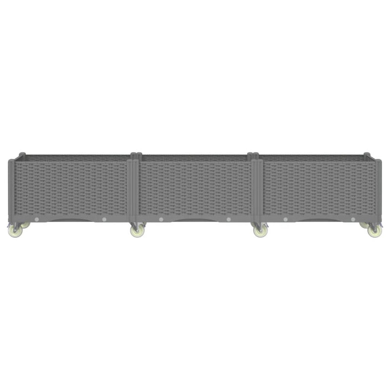 vidaXL világosszürke PP rácsos kerekes ültetőláda 240 x 50 x 54 cm