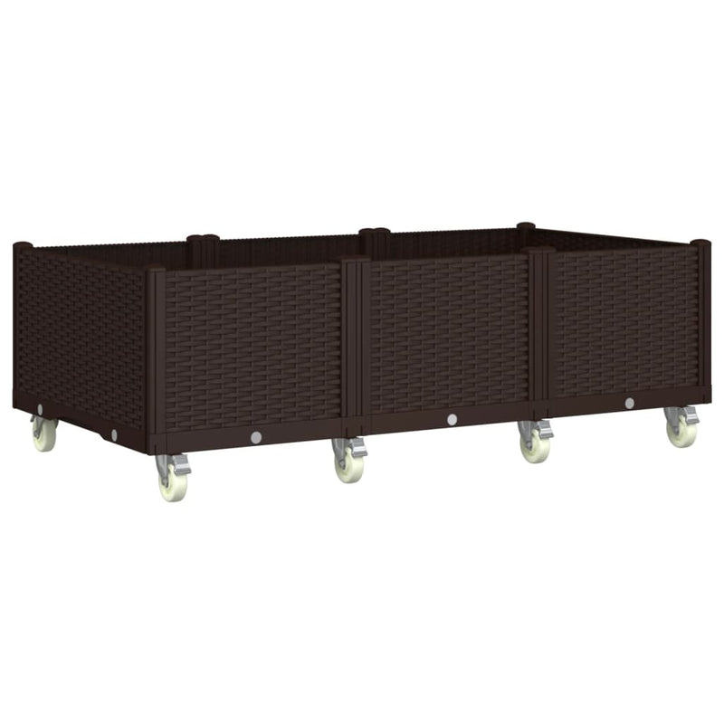 vidaXL barna polipropilén rácsos kerekes ültetőláda 150 x 80 x 54 cm