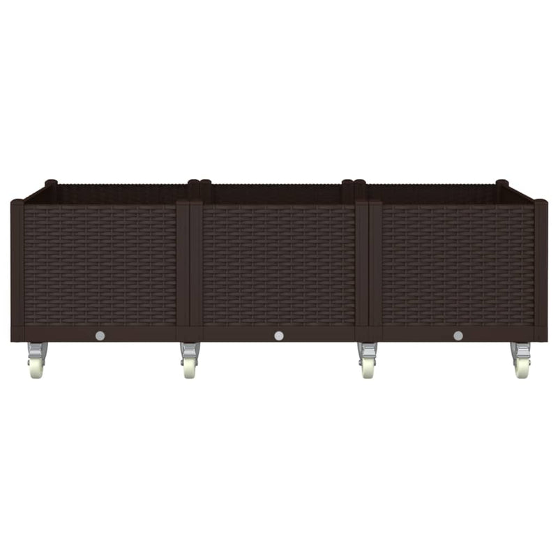 vidaXL barna polipropilén rácsos kerekes ültetőláda 150 x 80 x 54 cm