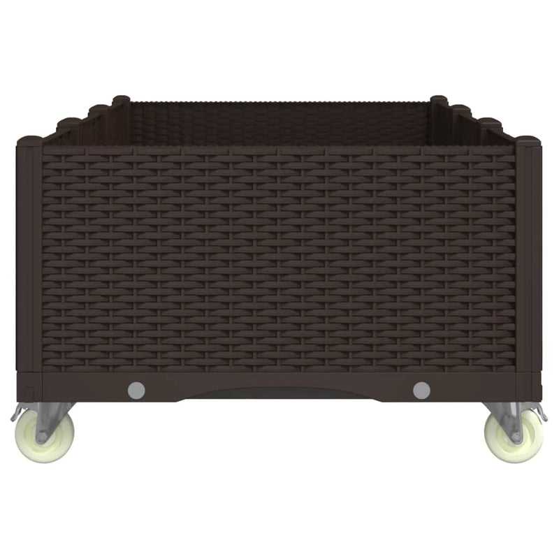 vidaXL barna polipropilén rácsos kerekes ültetőláda 150 x 80 x 54 cm