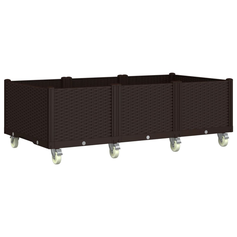 vidaXL barna polipropilén rácsos kerekes ültetőláda 150 x 80 x 54 cm
