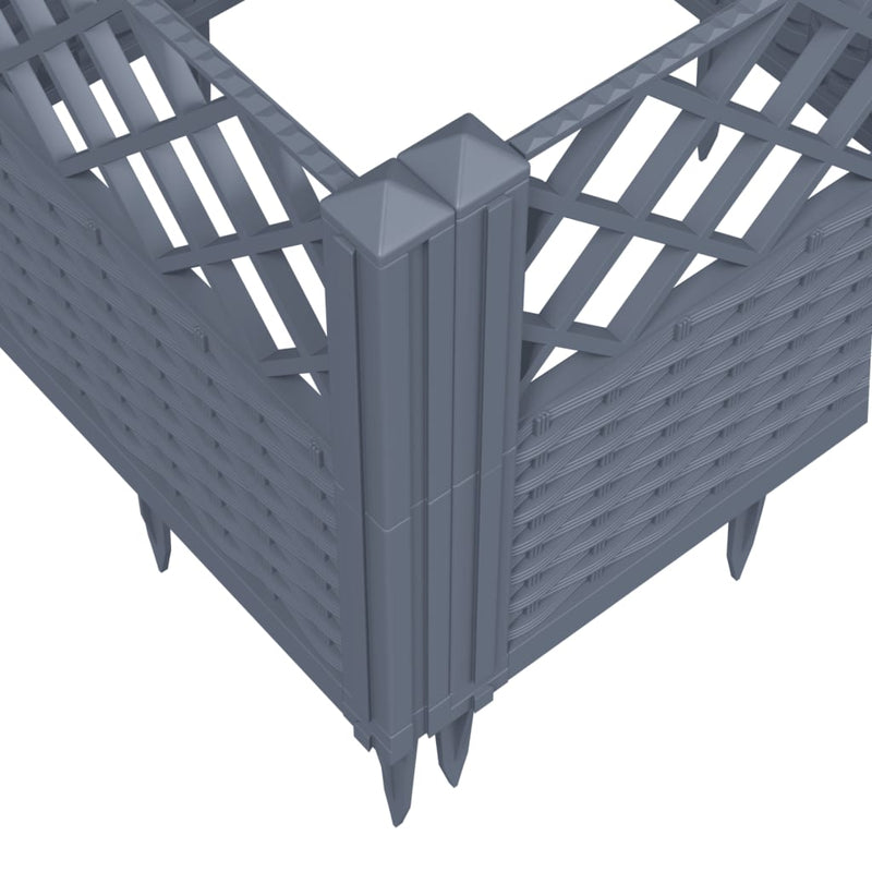 vidaXL szürke PP kerti virágláda cövekekkel 43,5 x 43,5 x 43,5 cm