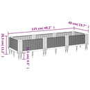 vidaXL kékszürke polipropilén kerti virágláda cövekekkel 125x40x28,5 cm