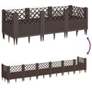 vidaXL barna polipropilén kerti virágláda cövekekkel 123,5x43,5x43,5cm