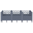 vidaXL szürke PP kerti virágláda cövekekkel 123,5 x 43,5 x 43,5 cm