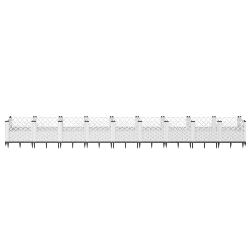 vidaXL fehér polipropilén kerti virágláda cövekekkel 363,5x43,5x43,5cm