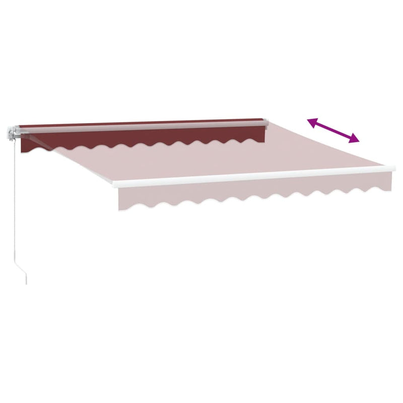 vidaXL burgundi vörös kézzel kihúzható LED-es napellenző 300 x 250 cm
