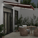 vidaXL burgundi vörös kézzel kihúzható LED-es napellenző 350 x 250 cm