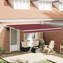 vidaXL burgundi vörös automata kihúzható LED-es napellenző 400x300 cm