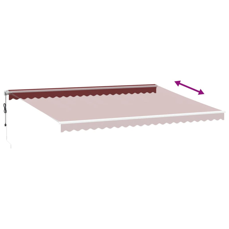 vidaXL burgundi vörös automata kihúzható LED-es napellenző 500x300 cm