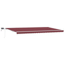 vidaXL burgundi vörös kézzel kihúzható LED-es napellenző 600 x 300 cm
