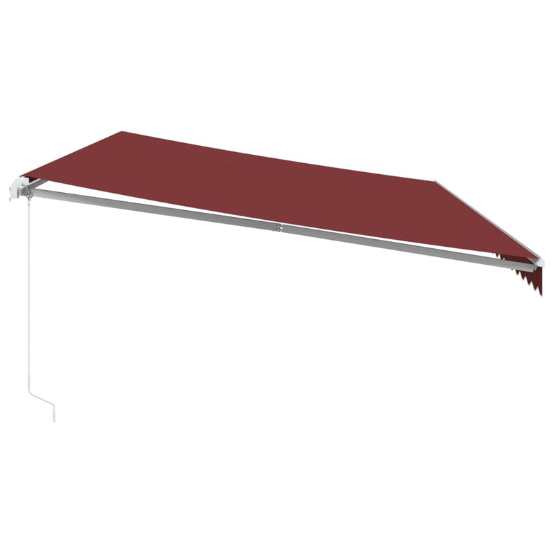 vidaXL burgundi vörös kézzel kihúzható LED-es napellenző 600 x 300 cm