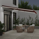 vidaXL burgundi vörös kézzel kihúzható LED-es napellenző 450 x 350 cm