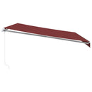 vidaXL burgundi vörös kézzel kihúzható LED-es napellenző 450 x 350 cm