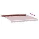 vidaXL burgundi vörös kézzel kihúzható LED-es napellenző 450 x 350 cm