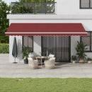 vidaXL burgundi vörös kézzel kihúzható napellenző 600 x 350 cm