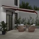 vidaXL burgundi vörös kézzel kihúzható LED-es napellenző 600 x 350 cm