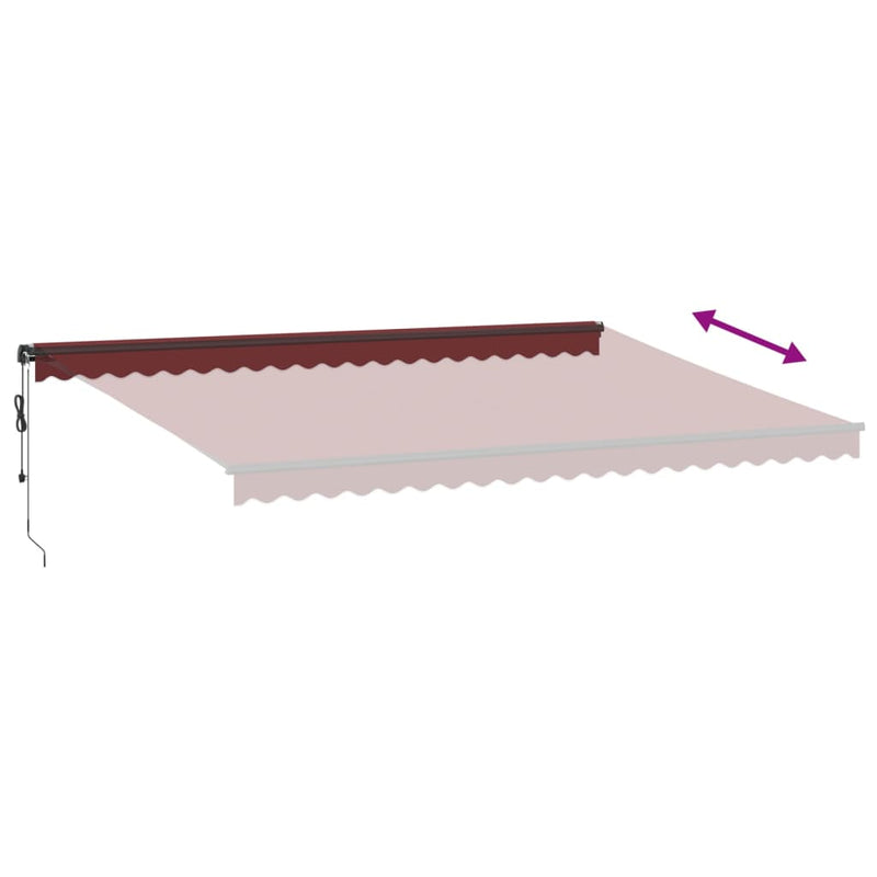 vidaXL burgundi vörös automata kihúzható napellenző 500 x 350 cm