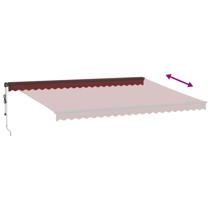 vidaXL burgundi vörös automata kihúzható LED-es napellenző 500x350 cm