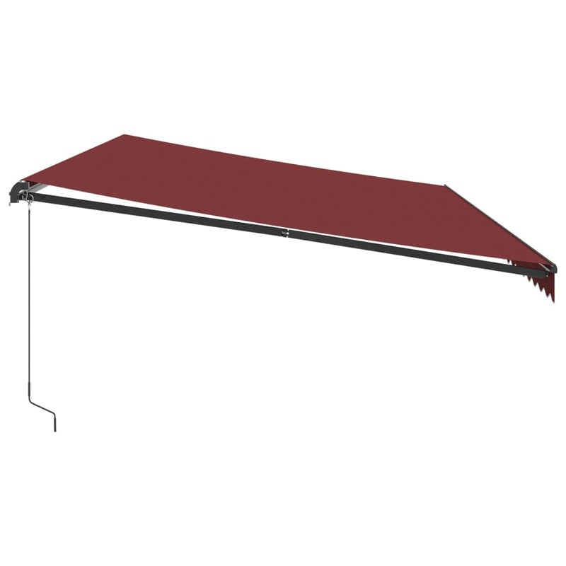 vidaXL burgundi vörös kézzel kihúzható LED-es napellenző 600 x 350 cm