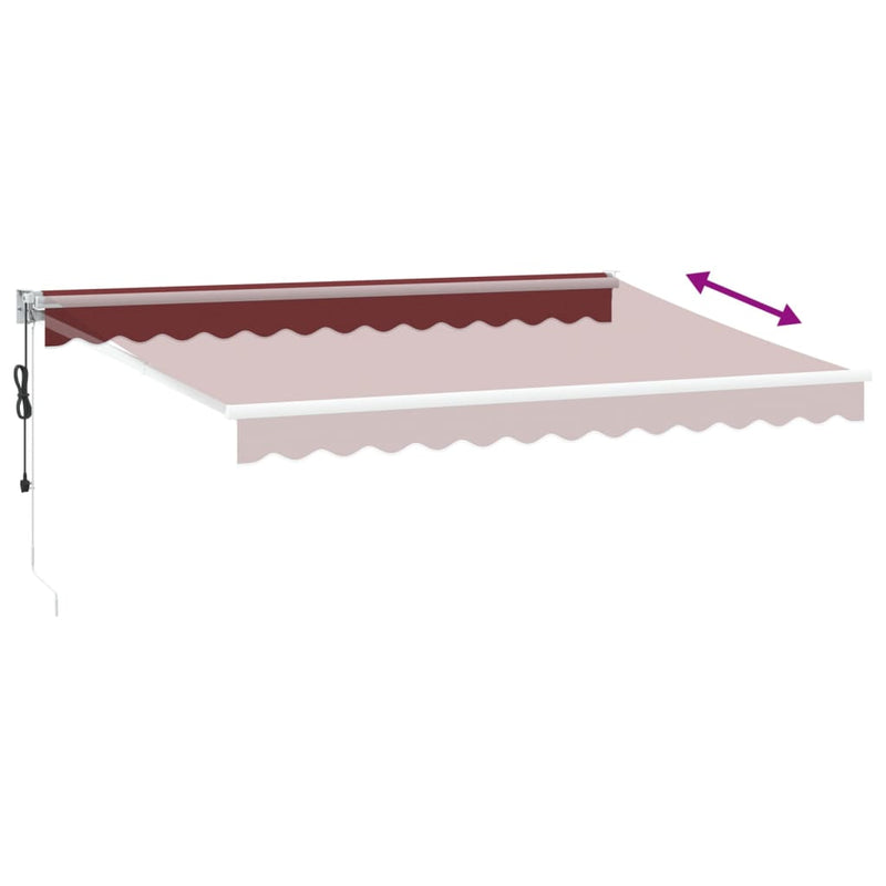 vidaXL burgundi vörös automata behúzható napellenző 350 x 250 cm