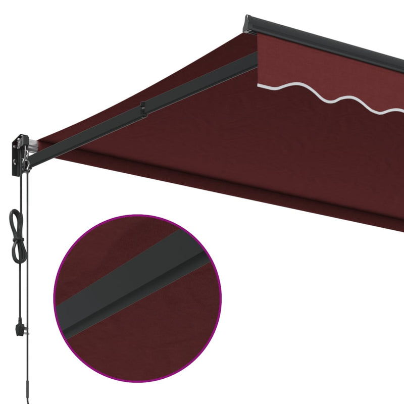 vidaXL burgundi vörös automata behúzható napellenző 350 x 250 cm