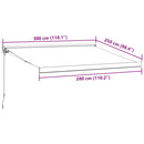 vidaXL burgundi vörös kézzel kihúzható napellenző 300 x 250 cm