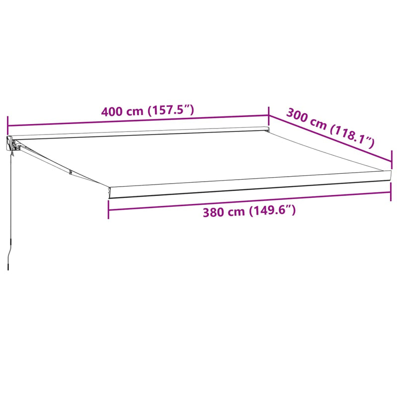 vidaXL burgundi vörös kézzel kihúzható napellenző 400 x 300 cm