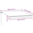 vidaXL barna kézzel kihúzható LED-es napellenző 300 x 250 cm